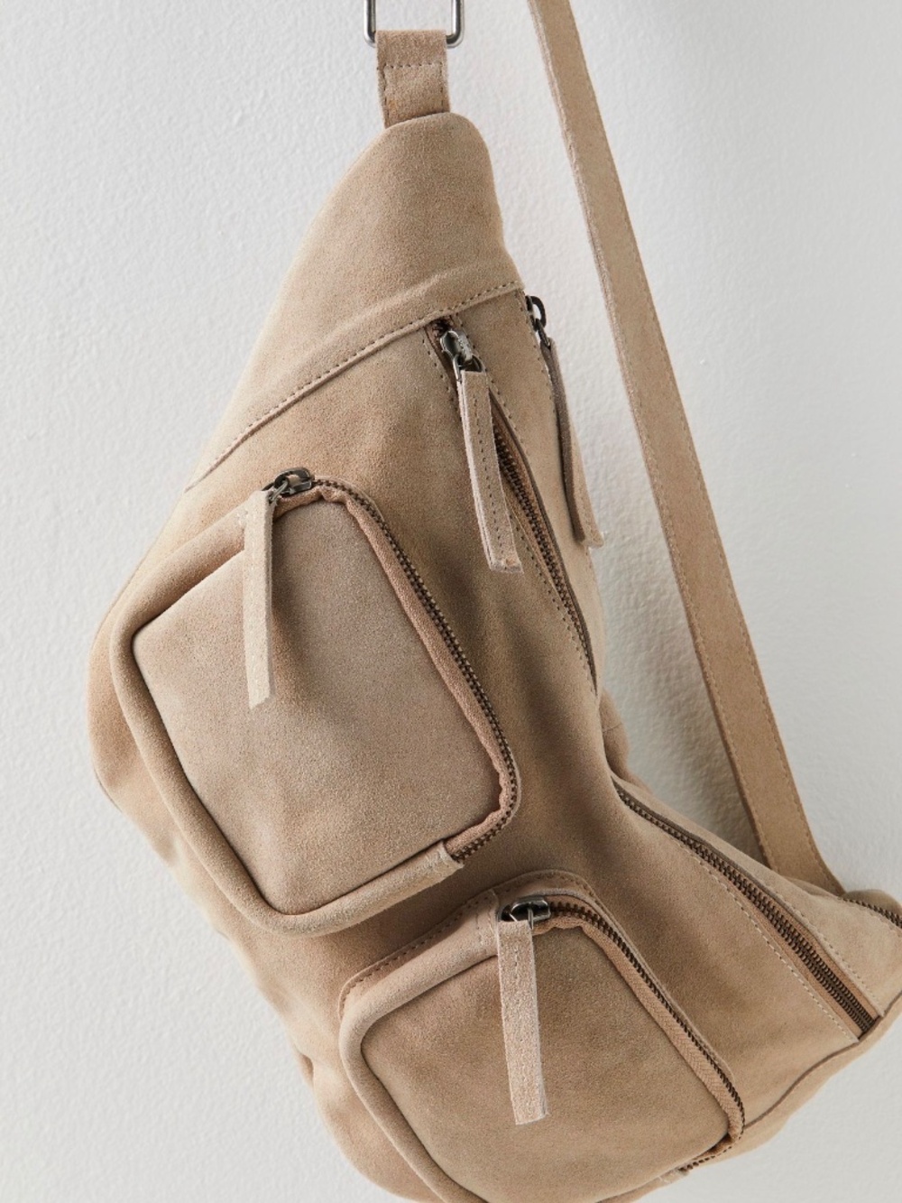 Free People Samara Suede Sling Bag Rock Salt Neutral Crossbody Belt Bag - Picture 4 of 10